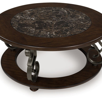 Frallyn - Round Cocktail Table - Dark Brown