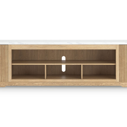 Camdill - XL TV Stand With Fireplace Option - Light Brown