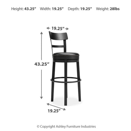 Valebeck - Tall Upholstered Swivel Barstool