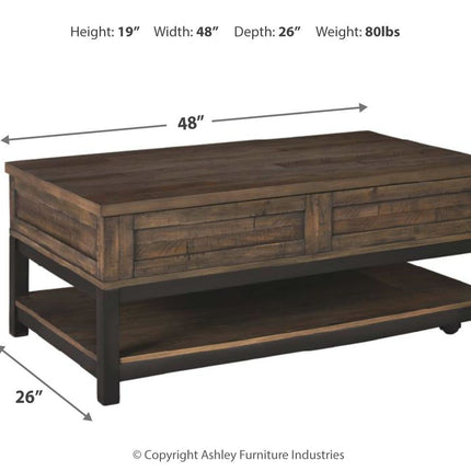 Johurst - LIFT TOP COCKTAIL TABLE - Grayish Brown