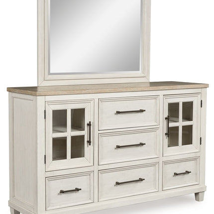 Shaybrock - Dresser And Mirror - Antique White / Brown