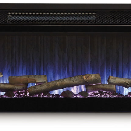 Entertainment Accessories - Fireplace Insert With Faux Birch Log Set - Black