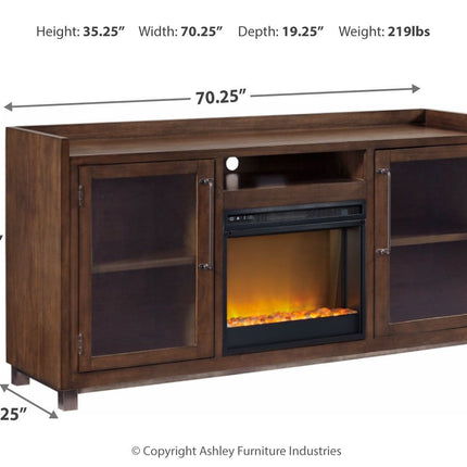 Starmore - 70" TV Stand With Glass/Stone Fireplace Insert - Brown