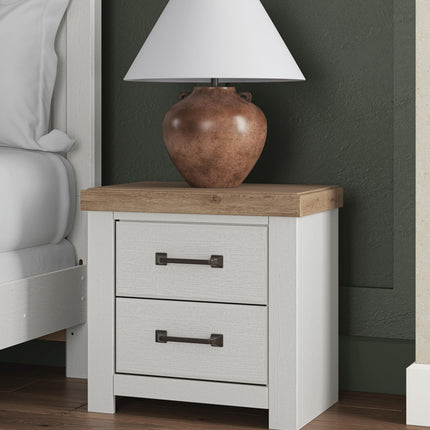 Savonport - Two Drawer Night Stand - White / Brown