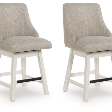 Robbinsdale - Upholstered Swivel Curved Back Barstool (Set of 2) - Antique White