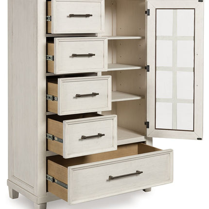 Shaybrock - Door Chest - Antique White / Brown