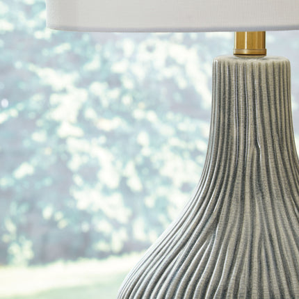 Judlen - Ceramic Table Lamp - Gray / Gold Finish