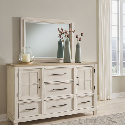 Shaybrock - Dresser And Mirror - Antique White / Brown