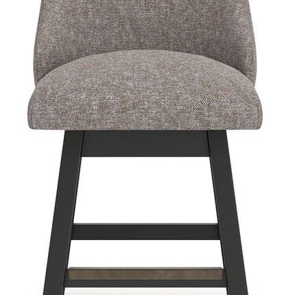 Neymorton - Upholstered Swivel Barstool (Set of 2) - Dark Grayish Brown