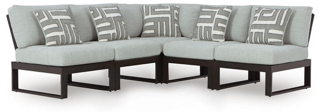 Beachloft - 5-Piece Outdoor Sectional - Black / Gray