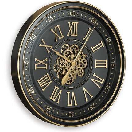 Dairton - Wall Clock - Black / Gold Finish