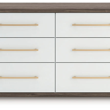 Kendanport - 3 Pc. - Dresser And 2 Nightstands - Brown / White
