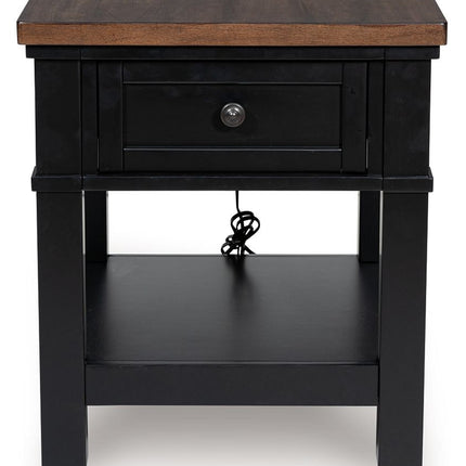 Wildenauer - Rectangular End Table - Brown / Black