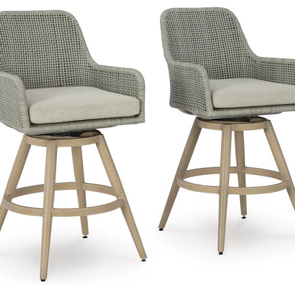 Seton Creek - Barstool With Cushion (Set of 2) - Beige / Gray