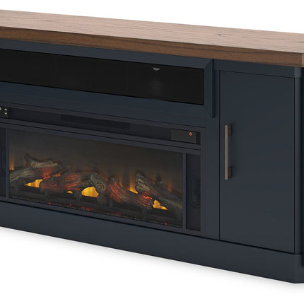 Landocken - 83" TV Stand With Electric Fireplace - Two-tone