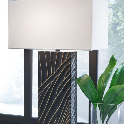 Bartlen - Poly Table Lamp - Black / Gold Finish
