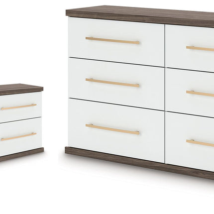 Kendanport - 3 Pc. - Dresser And 2 Nightstands - Brown / White