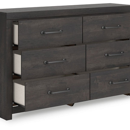 Hollivern - Six Drawer Dresser - Dark Gray