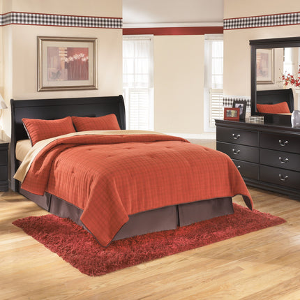 Huey Vineyard - Queen Sleigh Headboard - Black