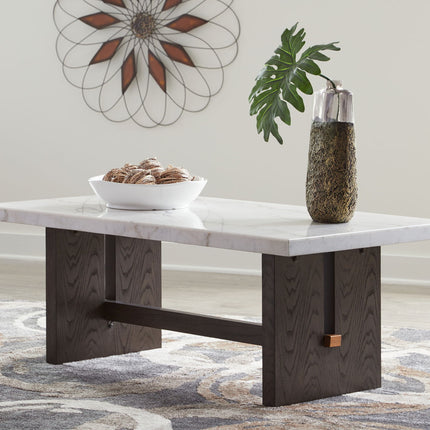 Burkhaus - Rectangular Cocktail Table - White / Dark Brown