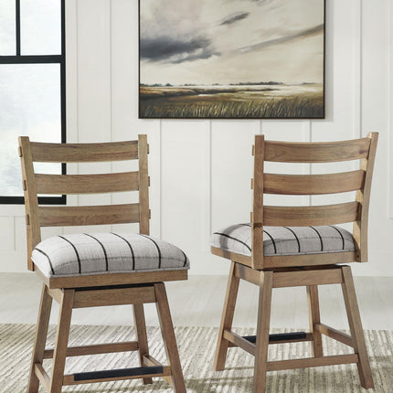 Ridgester - Upholstered Swivel Barstool (Set of 2) - Light Brown