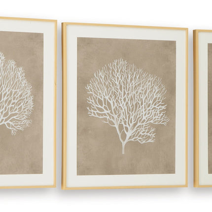 Hendridge - Wall Art Set (Set of 3) - Taupe / White