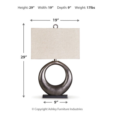 Saria - Metal Table Lamp  - Antique Silver Finish