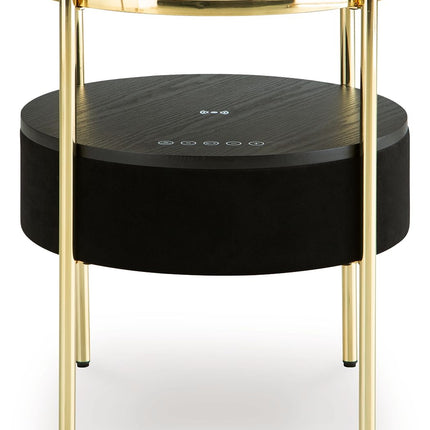Nedman - Accent Table With Speaker - Black / Gold Finish