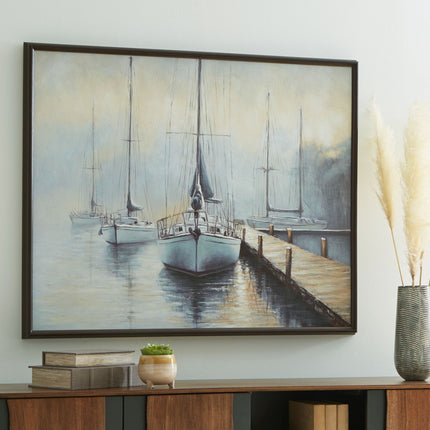 Worthney - Wall Art - Blue / White / Brown