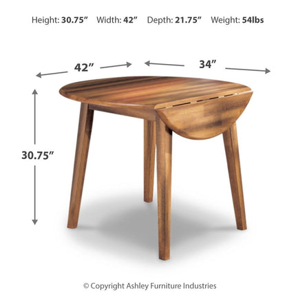 Berringer - Round DRM Drop Leaf Table - Rustic Brown