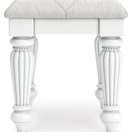 Kozlani - Vanity Upholstered Stool - White