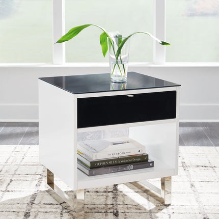 Gardoni - Rectangular End Table - White / Black