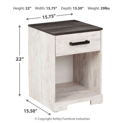 Shawburn - One Drawer Night Stand - Whitewash / Charcoal Gray