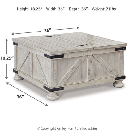 Carynhurst - Cocktail Table with Storage - Whitewash