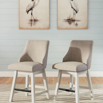 Robbinsdale - Upholstered Swivel Curved Back Barstool (Set of 2) - Antique White
