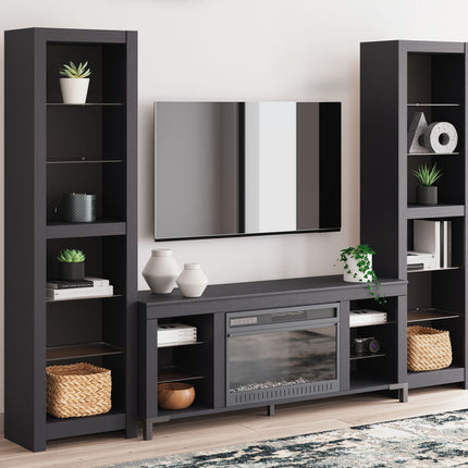 Cayberry - 3-Piece Entertainment Center With Electric Fireplace - Black