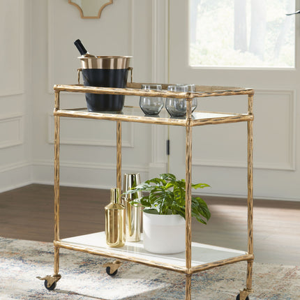 Plattfield - Bar Cart - Antique Gold Finish