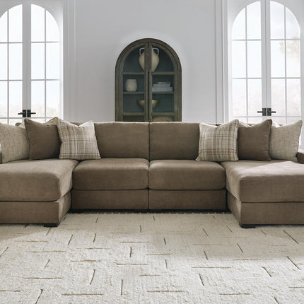 Camellia-Court - 4-Piece Double Chaise Sectional - Coffee