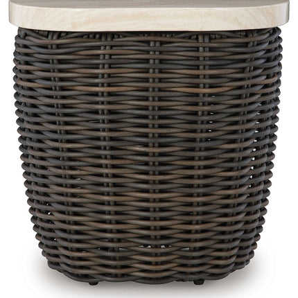Kimora - Square End Table - Beige / Dark Brown