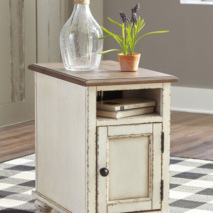 Realyn - Chair Side End Table - AC / USB - White / Brown