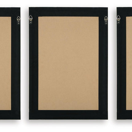 Huddwick - Wall Art Set (Set of 3) - Linen / Black