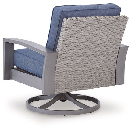 Half Moon Beach - Swivel Lounge With Cushion - Blue / Gray