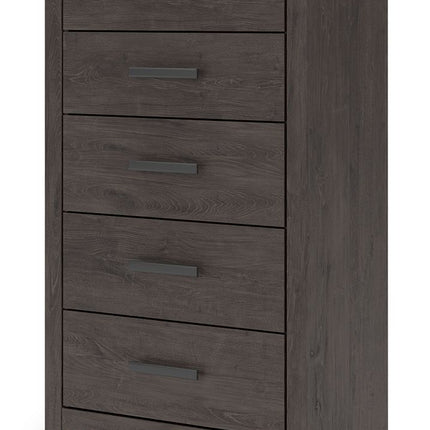 Prendonea - Five Drawer Chest - Charcoal