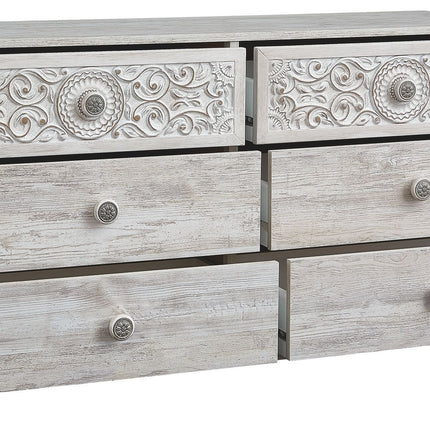 Paxberry - Six Drawer Dresser - Vinyl-Wrapped - Whitewash