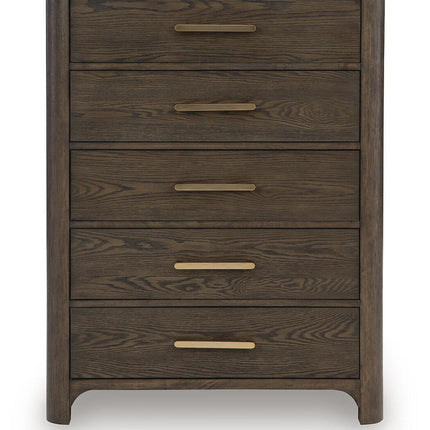 Radkin - Five Drawer Chest - Burnished Brown