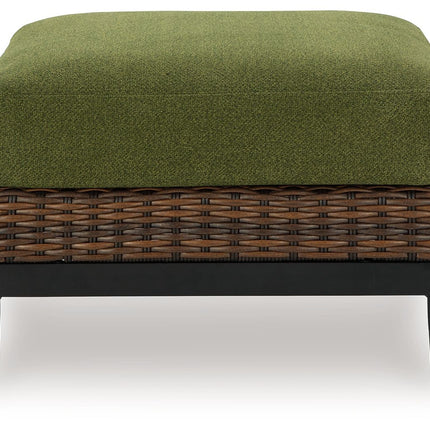 Horizon Hall - Ottoman With Cushion - Brown / Green