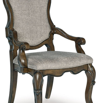 Maylee - Dining Upholstered Arm Chair (Set of 2) - Dark Brown