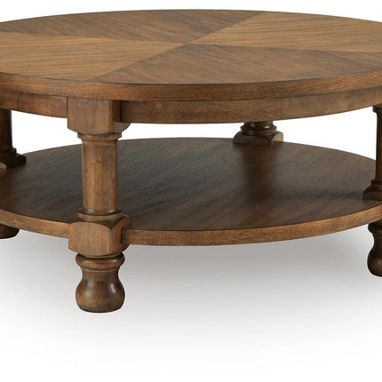 Chadworth - Round Cocktail Table - Medium Brown