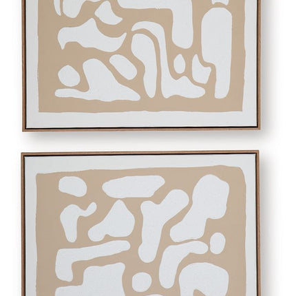 Waldett - Wall Art Set (Set of 2) - Beige / White