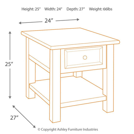 Tyler Creek - Rectangular End Table - Grayish Brown / Black
